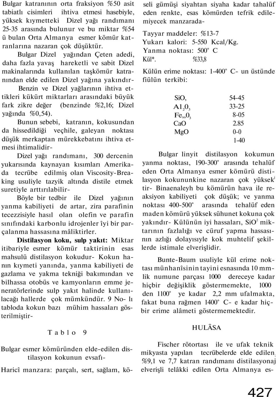 Bulgar Dizel yağından Çeten adedi, daha fazla yavaş hareketli ve sabit Dizel makinalarında kullanılan taşkömür katranından elde edilen Dizel yağına yakındır- Benzin ve Dizel yağlarının ihtiva