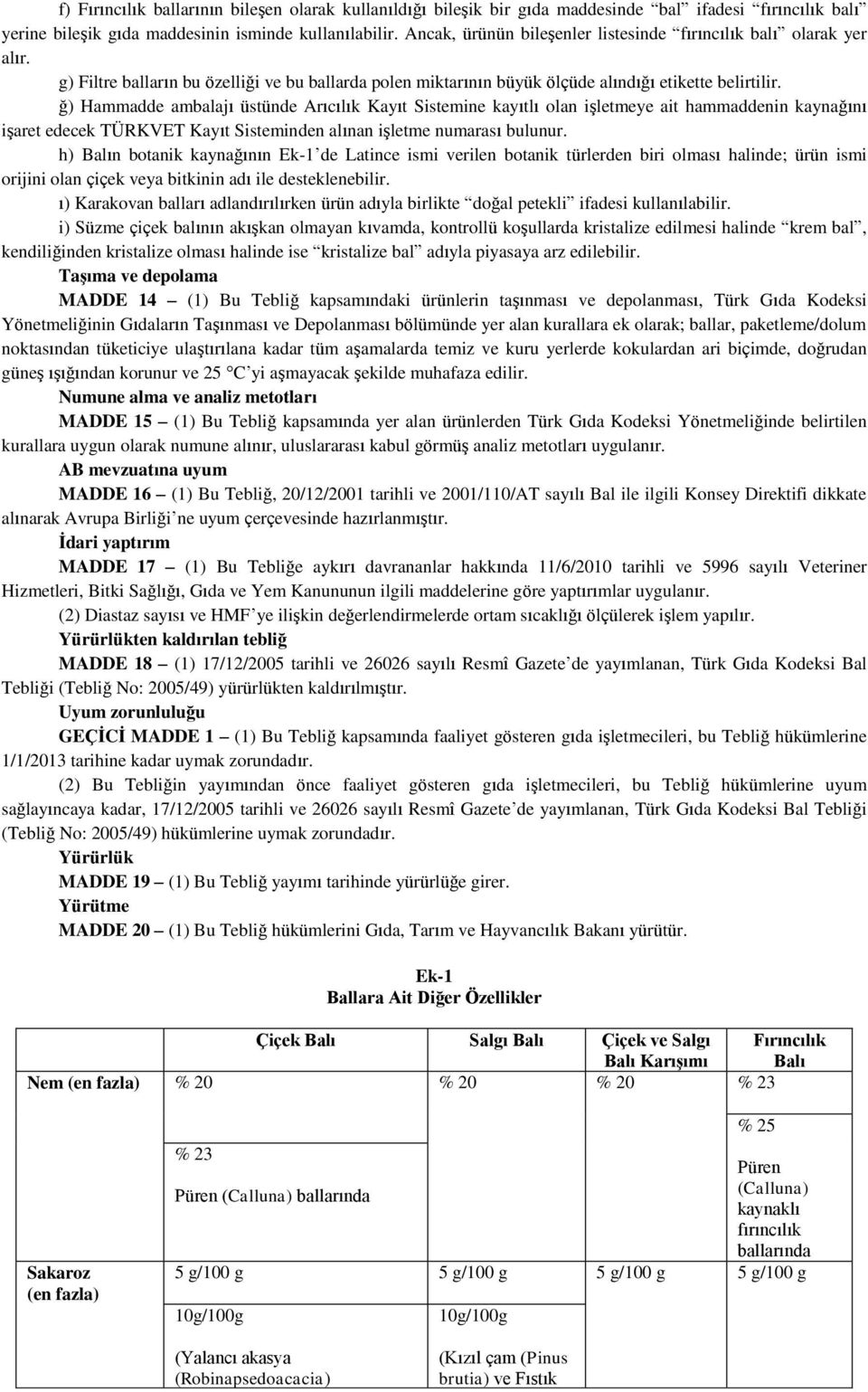 ğ) Hammadde ambalajı üstünde Arıcılık Kayıt Sistemine kayıtlı olan işletmeye ait hammaddenin kaynağını işaret edecek TÜRKVET Kayıt Sisteminden alınan işletme numarası bulunur.