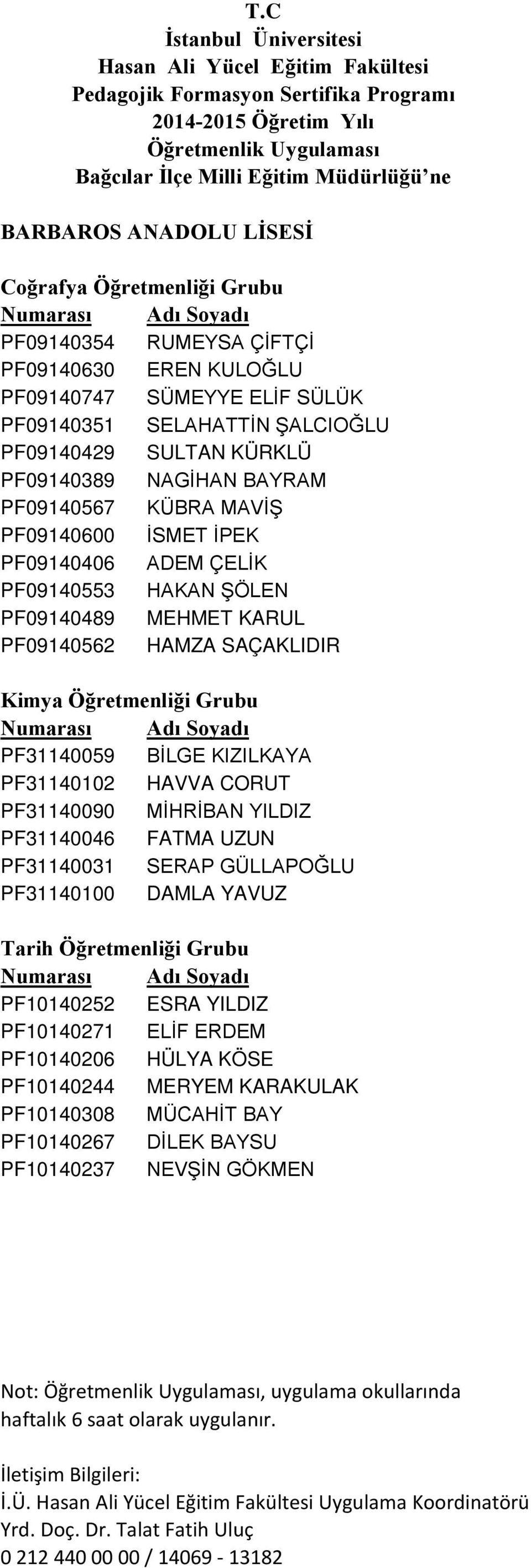 PF31140102 HAVVA CORUT PF31140090 MİHRİBAN YILDIZ PF31140046 FATMA UZUN PF31140031 SERAP GÜLLAPOĞLU PF31140100 DAMLA YAVUZ Tarih Öğretmenliği Grubu PF10140252 ESRA YILDIZ PF10140271 ELİF ERDEM