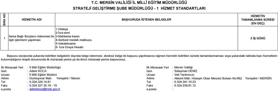 3-Mahkeme kararı ilgili işlemlerin yapılması 4-Serbest meslek