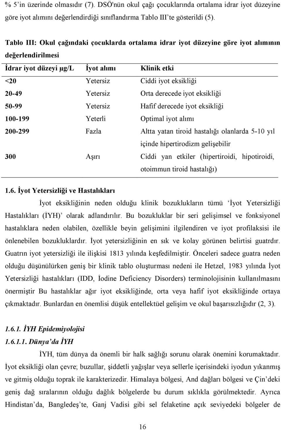 Orta derecede iyot eksikliği 50-99 Yetersiz Hafif derecede iyot eksikliği 100-199 Yeterli Optimal iyot alımı 200-299 Fazla ltta yatan tiroid hastalığı olanlarda 5-10 yıl içinde hipertirodizm