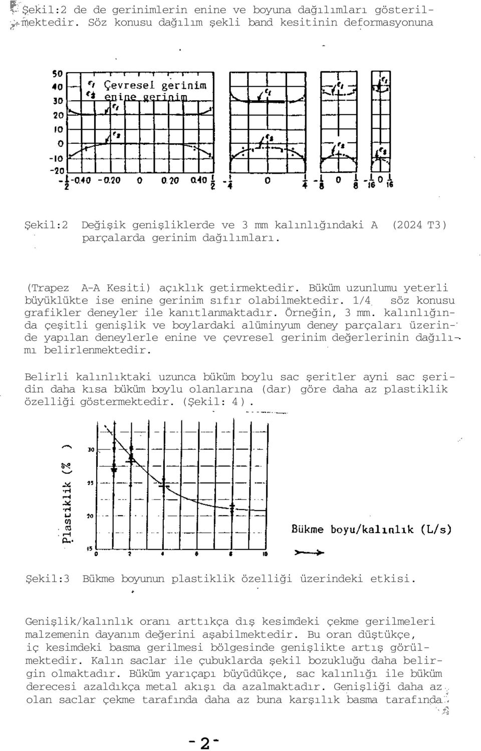 Büküm uzunlumu yeterli büyüklükte ise enine gerinim sıfır olabilmektedir. 1/4 söz konusu grafikler deneyler ile kanıtlanmaktadır. Örneğin, 3 mm.