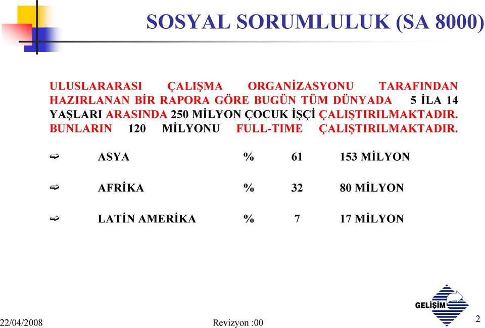 ÇALIŞTIRILMAKTADIR. BUNLARIN 120 MİLYONU FULL-TIME ÇALIŞTIRILMAKTADIR.