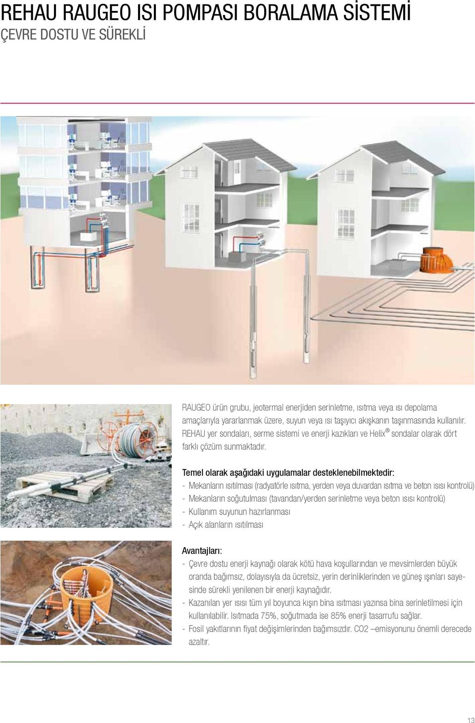 Temel olarak aşağıdaki uygulamalar desteklenebilmektedir: - Mekanların ısıtılması (radyatörle ısıtma, yerden veya duvardan ısıtma ve beton ısısı kontrolü) - Mekanların soğutulması (tavandan/yerden