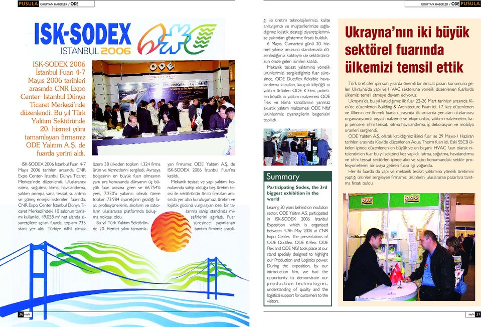 ISK-SODEX 2006 stanbul Fuar 4-7 May s 2006 tarihleri aras nda CNR Expo Center- stanbul Dünya Ticaret Merkezi nde düzenlendi.