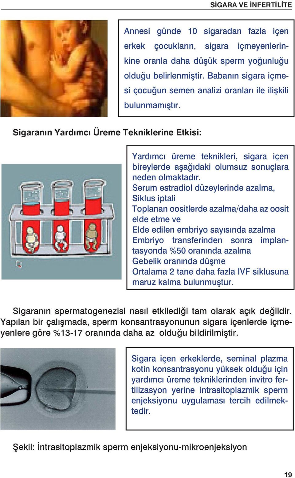 Sigaranın Yardımcı Üreme Tekniklerine Etkisi: Yardımcı üreme teknikleri, sigara içen bireylerde aşağıdaki olumsuz sonuçlara neden olmaktadır.