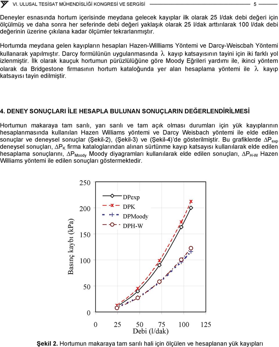 Darcy formülünün uygulanmasında λ kayıp katsayısının tayini için iki farklı yol izlenmiştir.