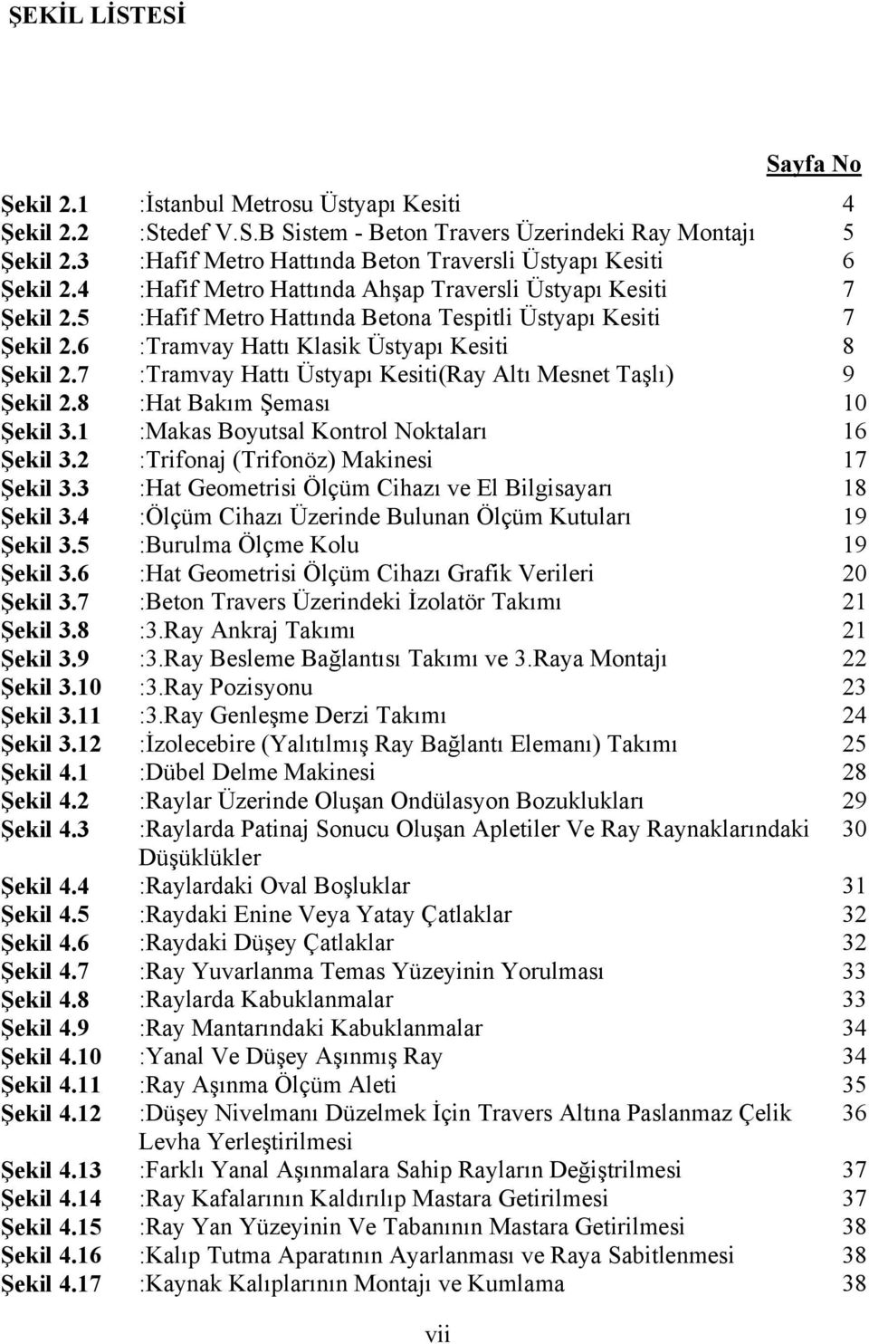 6 :Tramvay Hattı Klasik Üstyapı Kesiti 8 Şekil 2.7 :Tramvay Hattı Üstyapı Kesiti(Ray Altı Mesnet Taşlı) 9 Şekil 2.8 :Hat Bakım Şeması 10 Şekil 3.1 :Makas Boyutsal Kontrol Noktaları 16 Şekil 3.