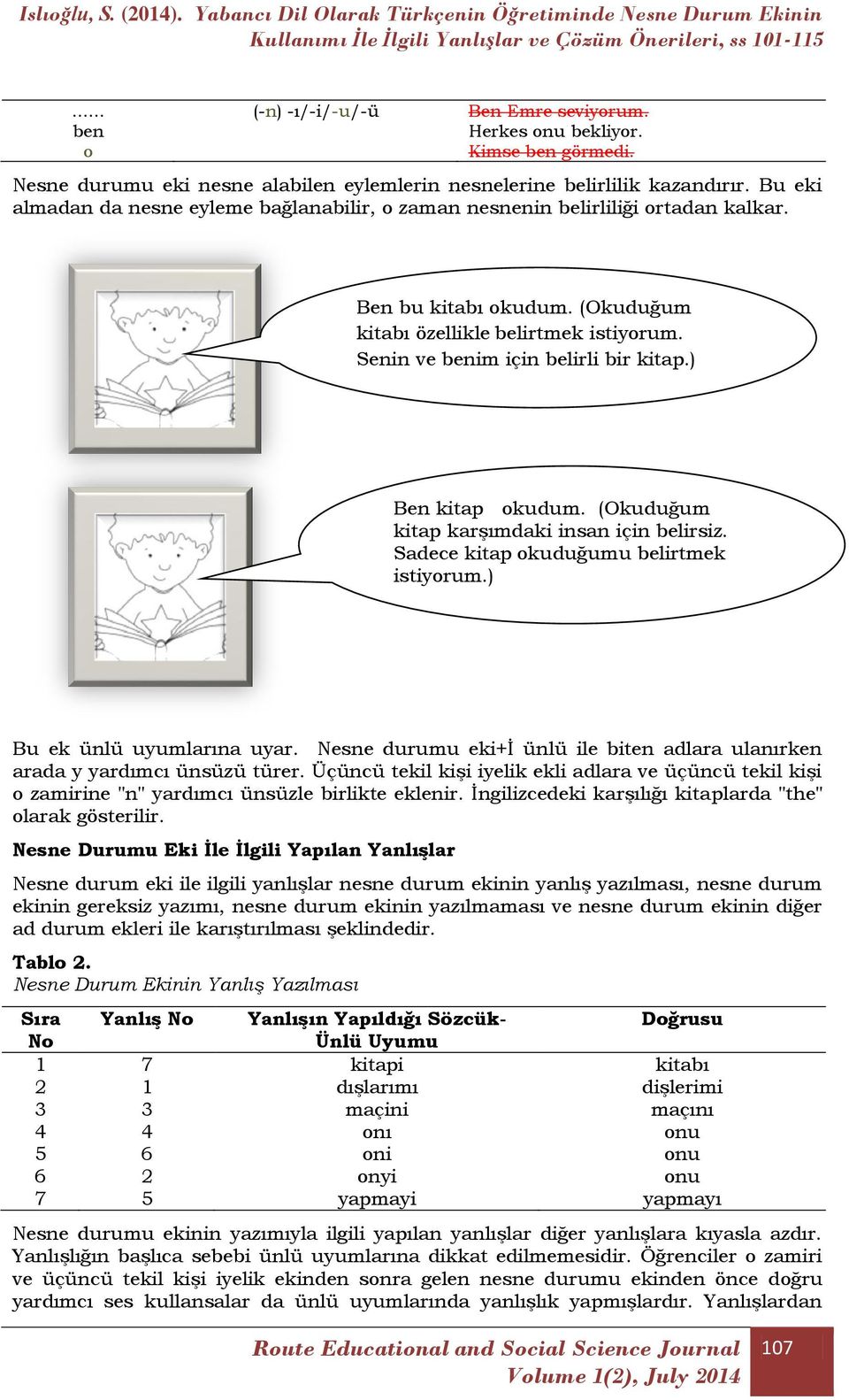 ) Ben kitap okudum. (Okuduğum kitap karşımdaki insan için belirsiz. Sadece kitap okuduğumu belirtmek istiyorum.) Bu ek ünlü uyumlarına uyar.