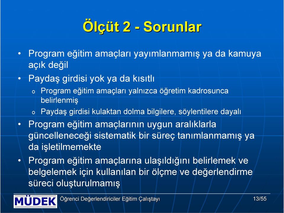 Prgram eğitim amaçlarının uygun aralıklarla güncelleneceği sistematik bir süreç tanımlanmamış ya da işletilmemekte