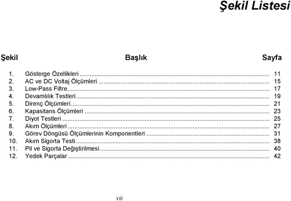 .. 23 7. Diyot Testleri... 25 8. Akım Ölçümleri... 27 9. Görev Döngüsü Ölçümlerinin Komponentleri.