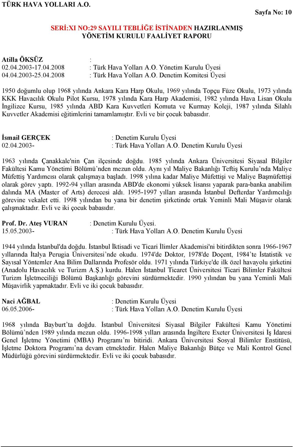 Denetim Komitesi Üyesi 1950 doğumlu olup 1968 yılında Ankara Kara Harp Okulu, 1969 yılında Topçu Füze Okulu, 1973 yılında KKK Havacılık Okulu Pilot Kursu, 1978 yılında Kara Harp Akademisi, 1982