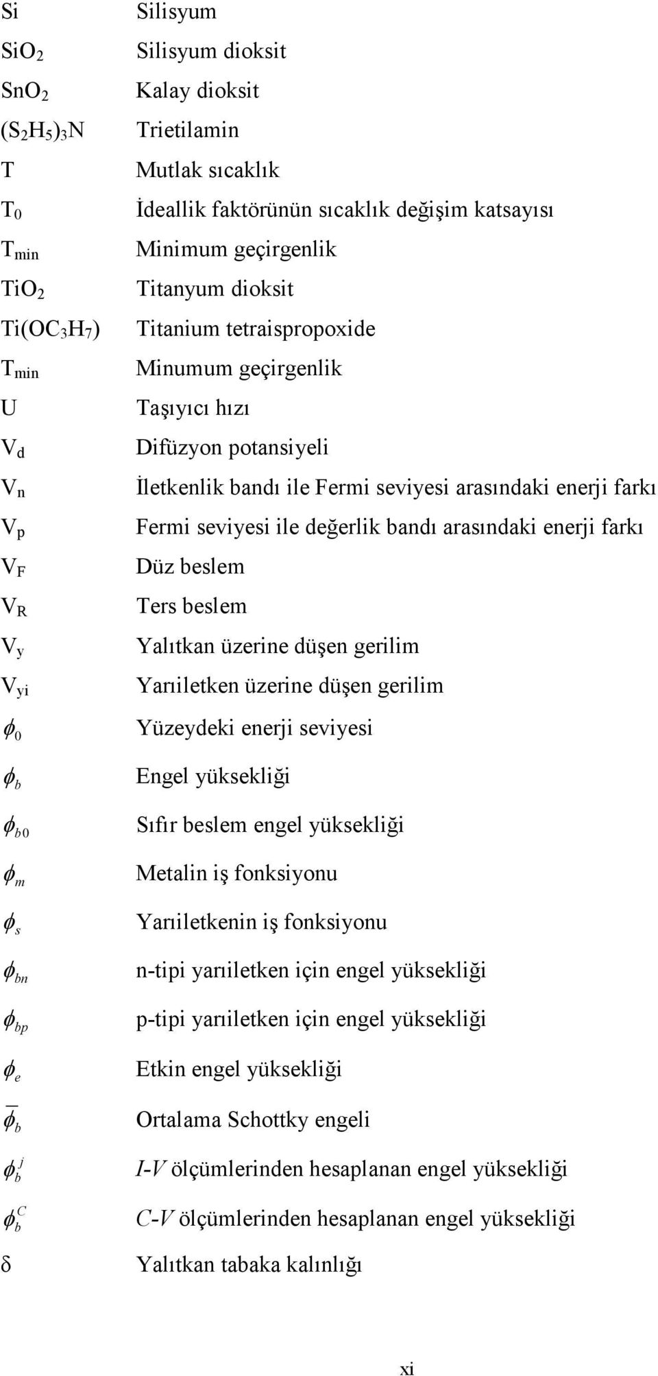 Fermi seviyesi ile değerlik bandı arasındaki enerji farkı Düz beslem Ters beslem Yalıtkan üzerine düşen gerilim Yarıiletken üzerine düşen gerilim Yüzeydeki enerji seviyesi φ b Engel yüksekliği φ b0