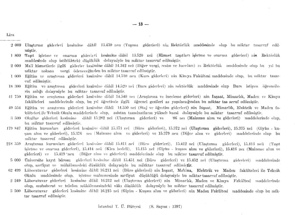 34 nei (Diğer vergi, resim ve harçları) m Rektörlük miktar nksan vergi ödeneceğinden bu miktar tasarruf edilmiştir. 000 Eğitim ve araştırma giderleri kesimine dâhil 4.