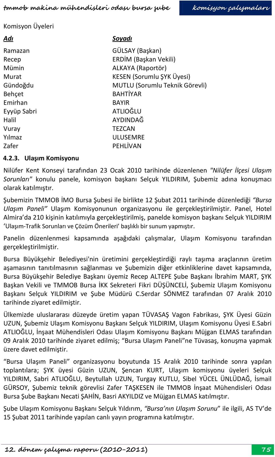 Kent Konseyi tarafından 23 Ocak 2010 tarihinde düzenlenen "Nilüfer İlçesi Ulaşım Sorunları" konulu panele, komisyon başkanı Selçuk YILDIRIM, Şubemiz adına konuşmacı olarak katılmıştır.