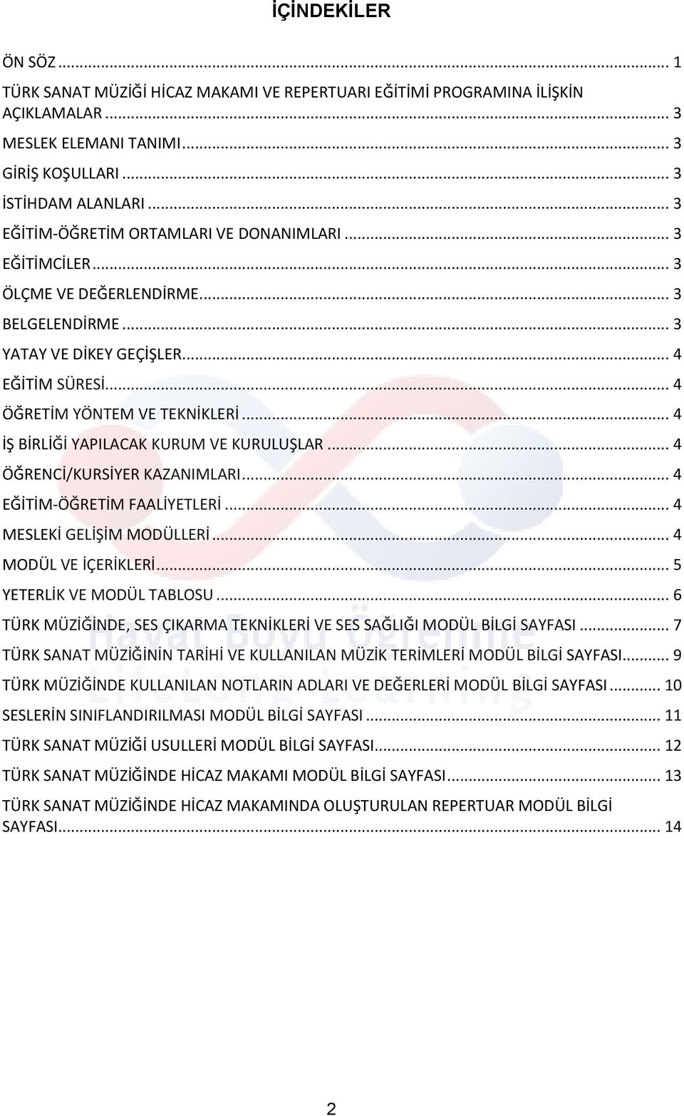 .. 4 İŞ BİRLİĞİ YAPILACAK KURUM VE KURULUŞLAR... 4 ÖĞRENCİ/KURSİYER KAZANIMLARI... 4 EĞİTİM-ÖĞRETİM FAALİYETLERİ... 4 MESLEKİ GELİŞİM MODÜLLERİ... 4 MODÜL VE İÇERİKLERİ... 5 YETERLİK VE MODÜL TABLOSU.