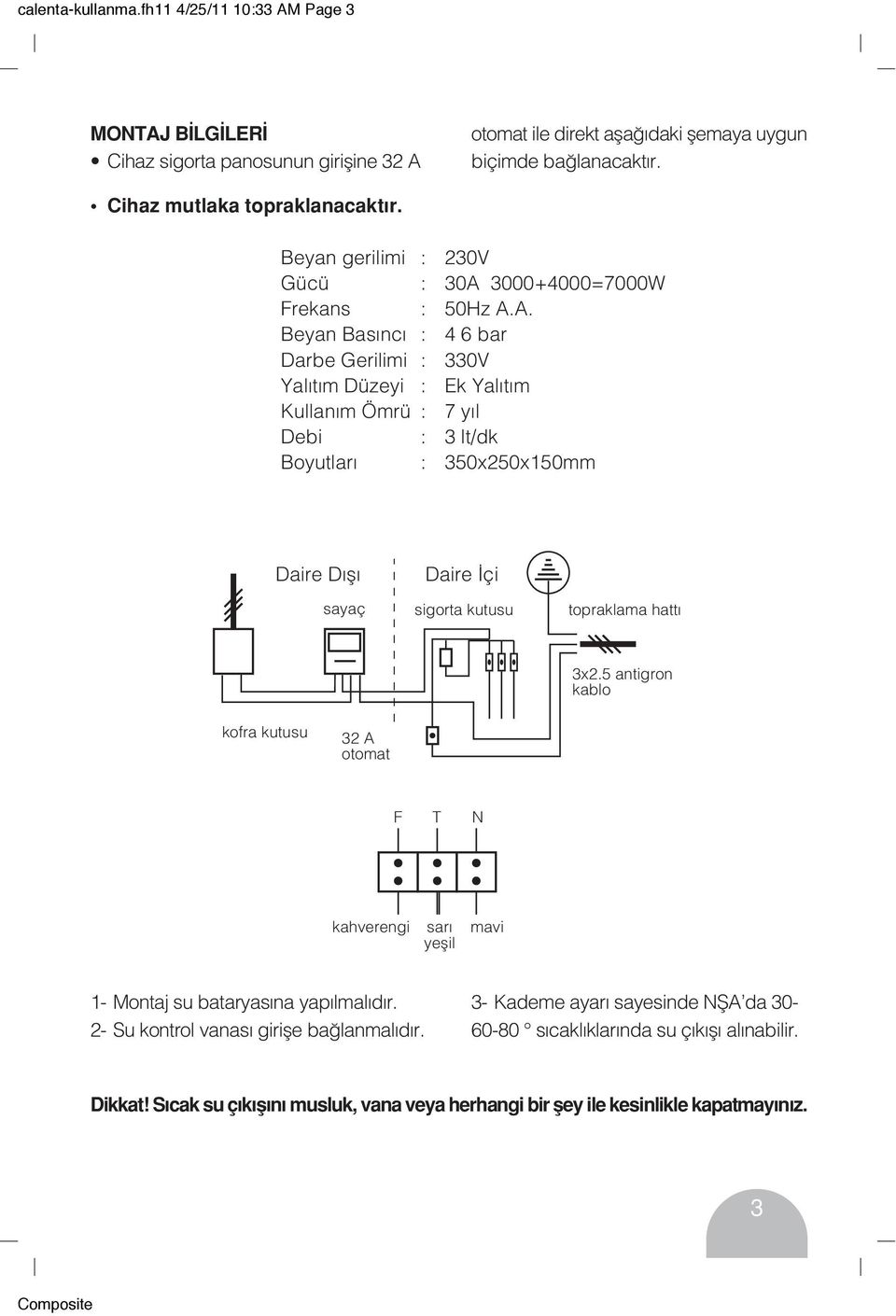 3000+4000=7000W Frekans : 50Hz A.