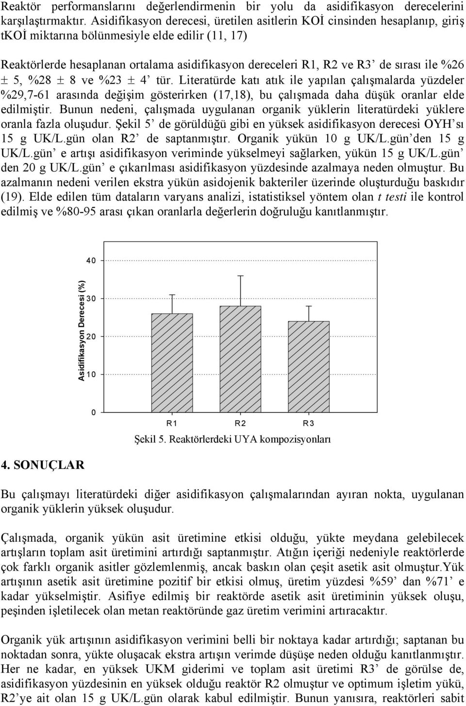 sırası ile %26 5, %28 8 ve %23 4 tür. Literatürde katı atık ile yapılan çalışmalarda yüzdeler %29,7-61 arasında değişim gösterirken (17,18), bu çalışmada daha düşük oranlar elde edilmiştir.