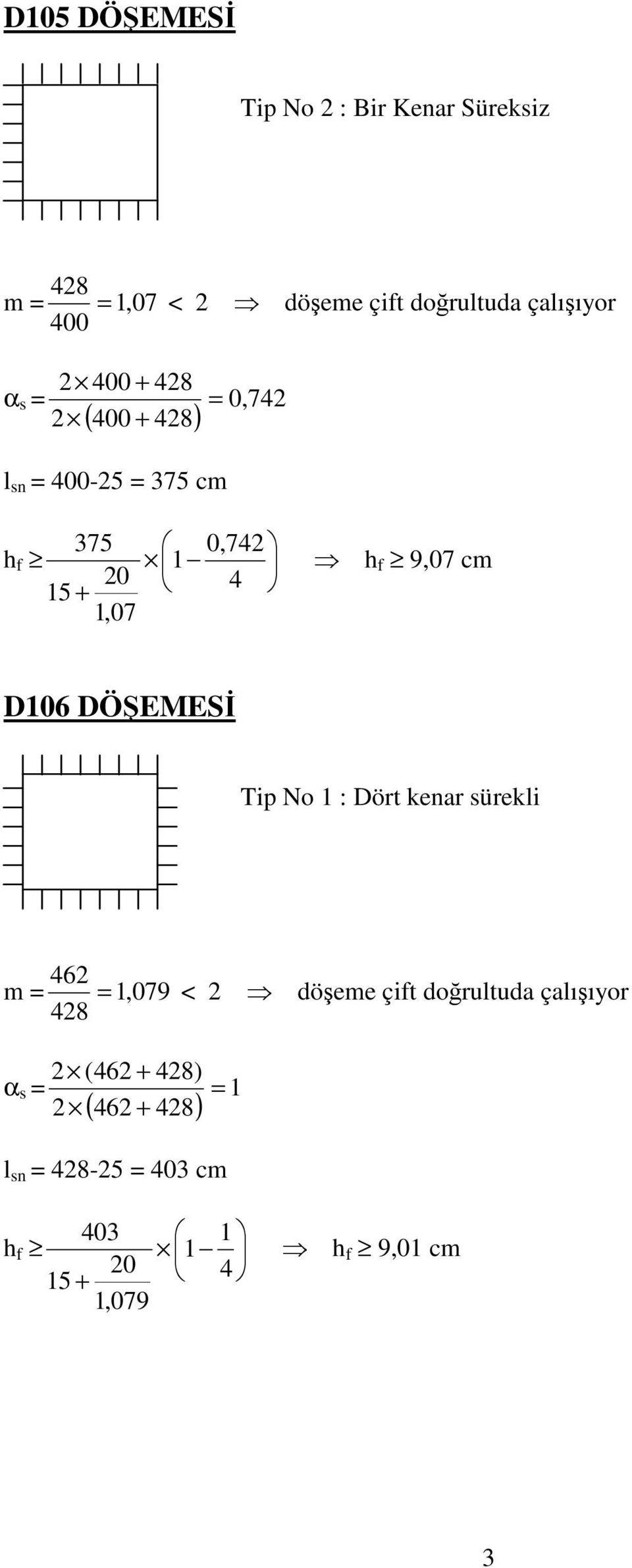 9,07 cm D10 DÖŞEESĐ Tip No 1 : Dört kenar sürekli m 4 1, 079 < öşeme çit oğrultua