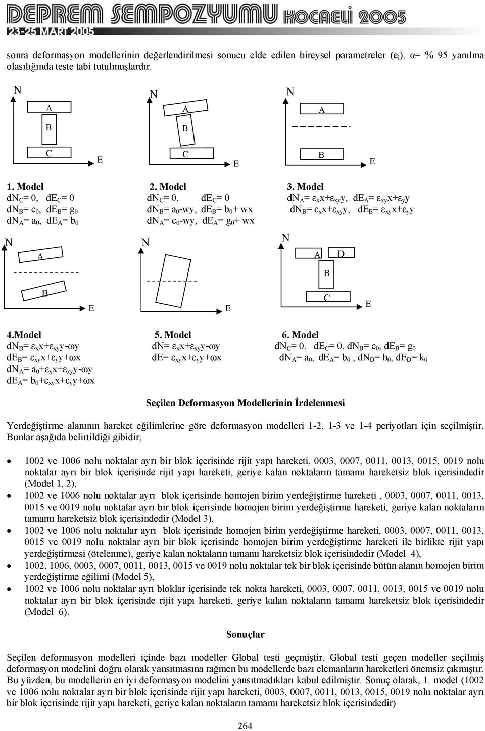 Model d ε x x+ε xy y-ωy d ε x x+ε xy y-ωy d C, d C, d c, d g d ε xy x+ε y y+ωx d ε xy x+ε y y+ωx d a, d b, d D h, d D k d a +ε x x+ε xy y-ωy d b +ε xy x+ε y y+ωx Seçlen Deformasyon Modellernn