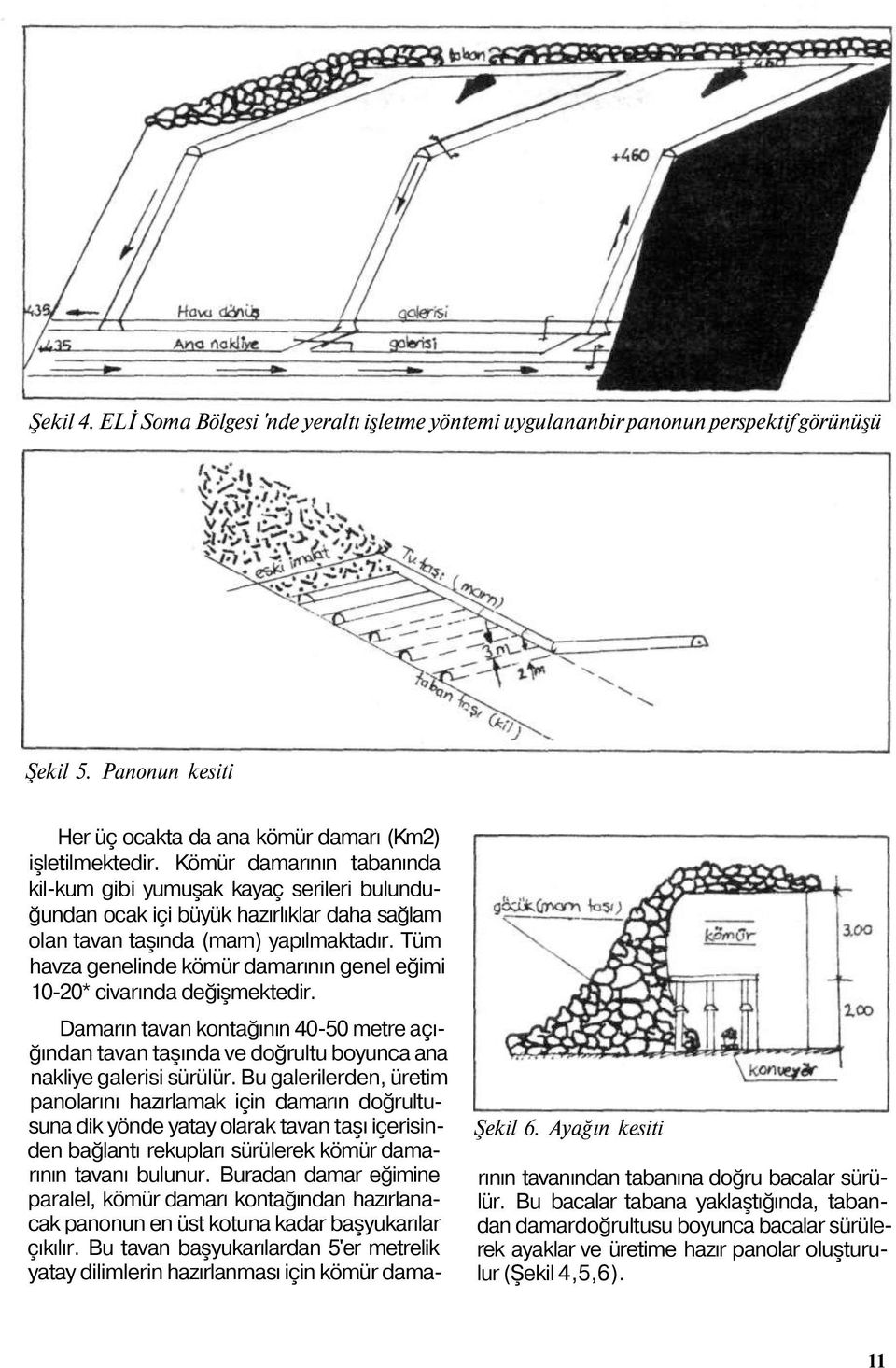 Tüm havza genelinde kömür damarının genel eğimi 00* civarında değişmektedir. Damarın tavan kontağının 4050 metre açığından tavan taşında ve doğrultu boyunca ana nakliye galerisi sürülür.