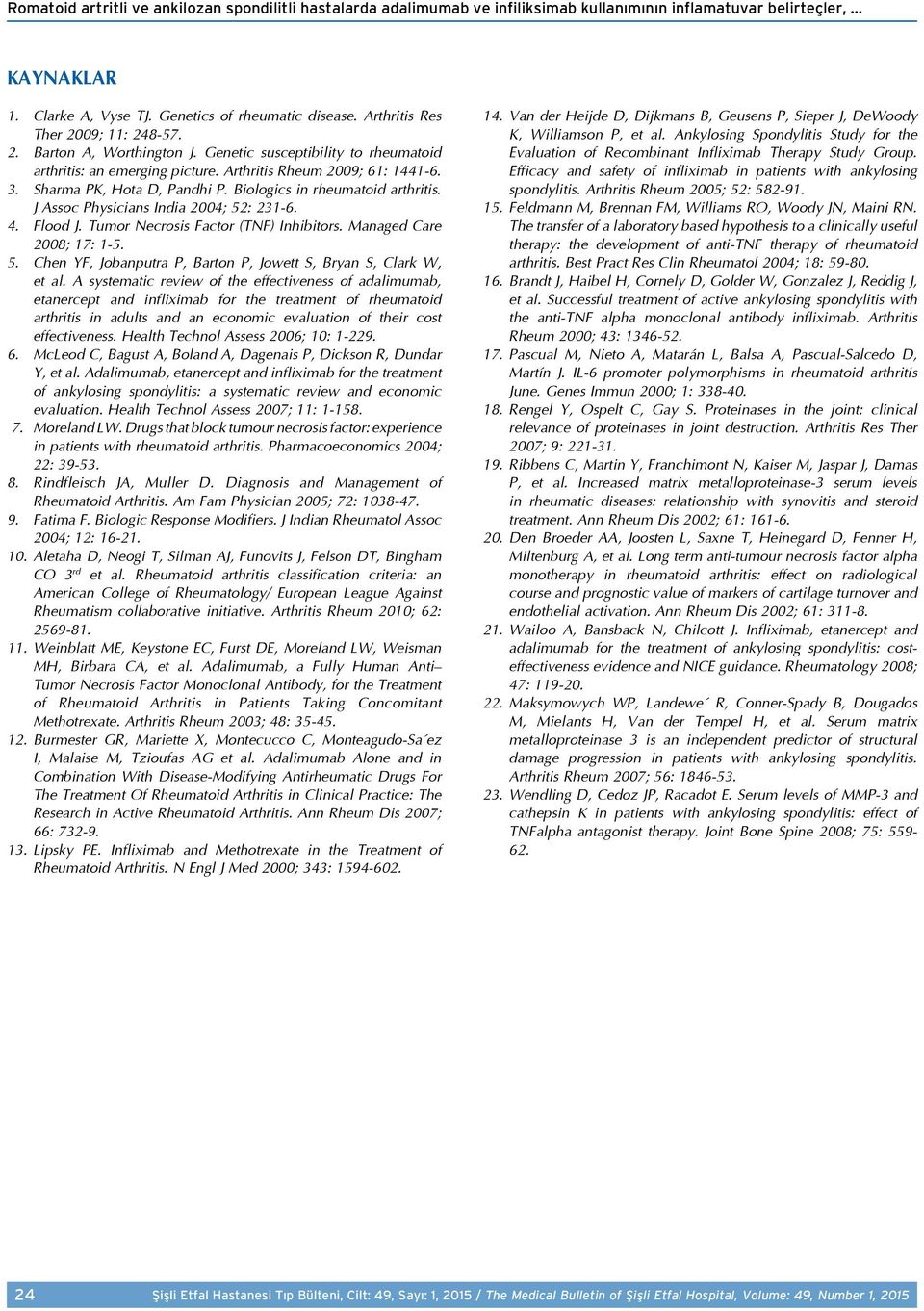 Biologics in rheumtoid rthritis. J Assoc Physicins Indi 2004; 52: 231-6. 4. Flood J. Tumor Necrosis Fctor (TNF) Inhibitors. Mnged Cre 2008; 17: 1-5. 5. Chen YF, Jobnutr P, Brton P, Jowett S, Bryn S, Clrk W, et l.