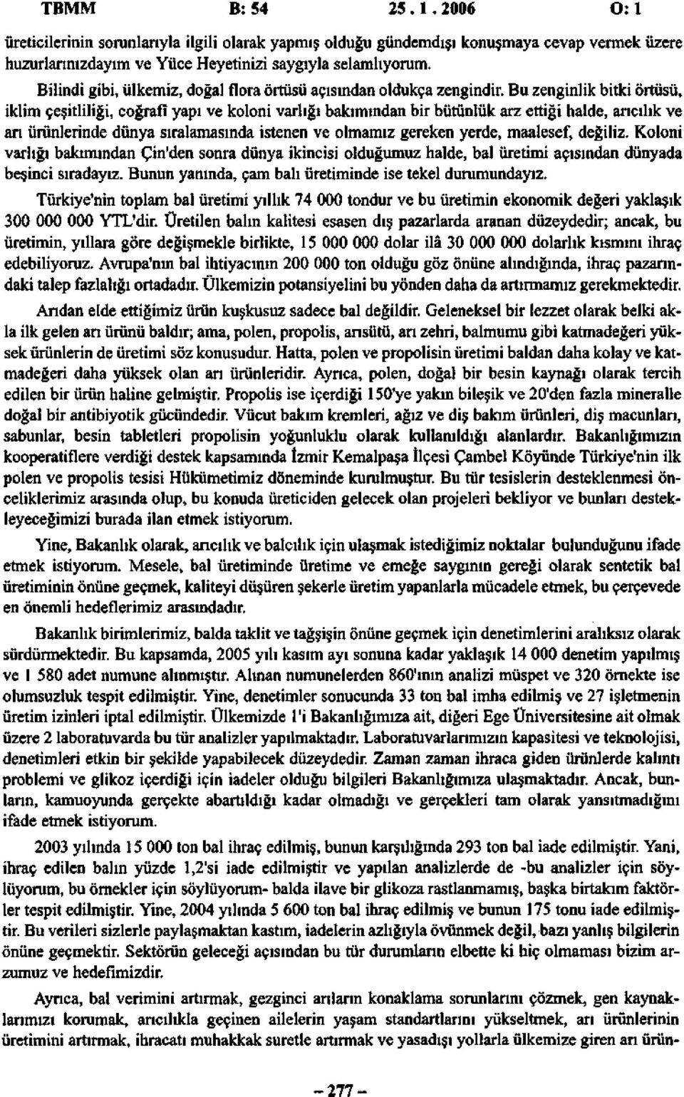 Bu zenginlik bitki örtüsü, iklim çeşitliliği, coğrafî yapı ve koloni varlığı bakımından bir bütünlük arz ettiği halde, arıcılık ve arı ürünlerinde dünya sıralamasında istenen ve olmamız gereken