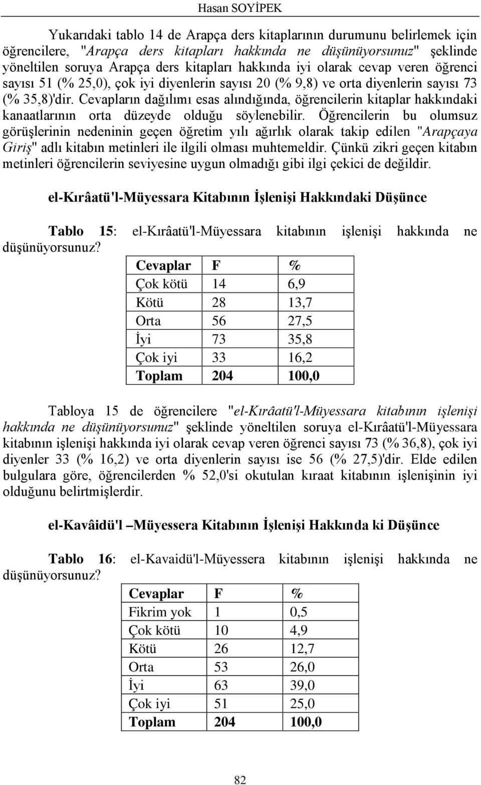 Cevapların dağılımı esas alındığında, öğrencilerin kitaplar hakkındaki kanaatlarının orta düzeyde olduğu söylenebilir.