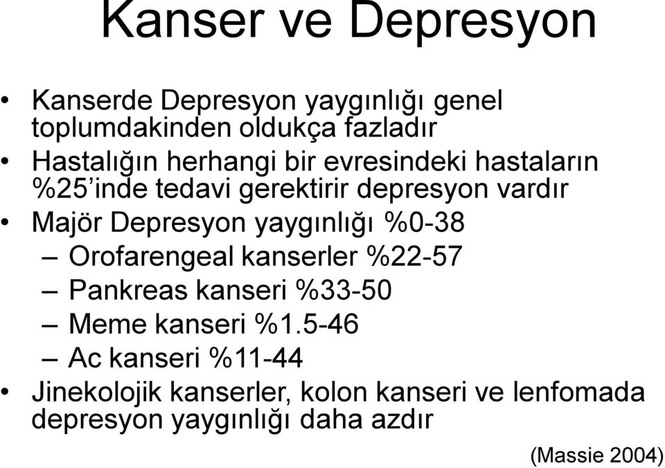 yaygınlığı %0 38 Orofarengeal kanserler %22 57 Pankreas kanseri %33 50 Meme kanseri %1.