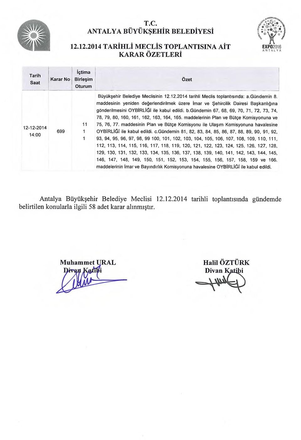 maddelerinin Plan ve Bütçe Komisyonuna ve --04 4:00 75, 76, 77. maddesinin Plan ve Bütçe Komisyonu ile Ulaşım Komisyonuna havalesine 699 OYBİRLİĞİ ile kabul edildi. c.