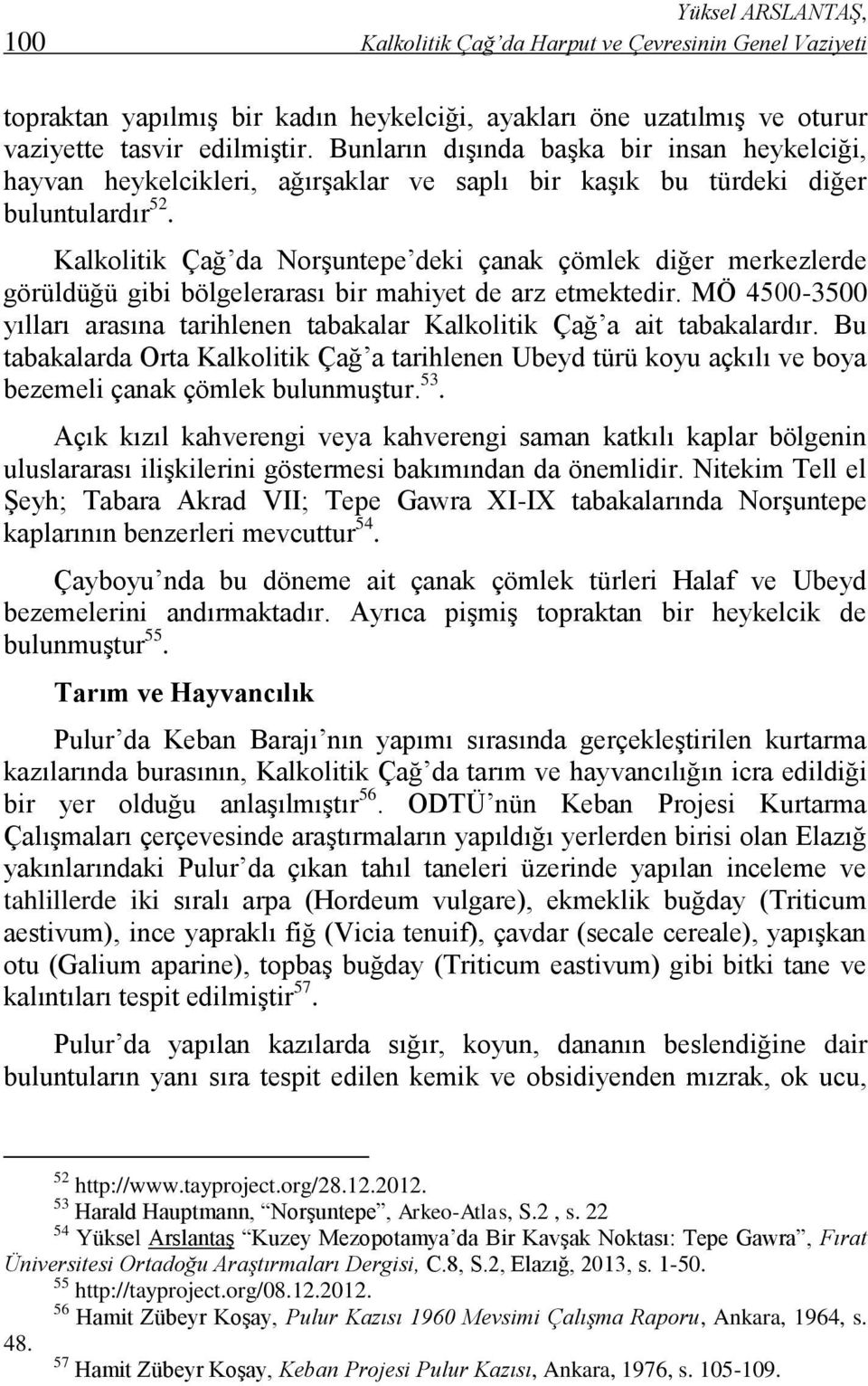 Kalkolitik Çağ da Norşuntepe deki çanak çömlek diğer merkezlerde görüldüğü gibi bölgelerarası bir mahiyet de arz etmektedir.