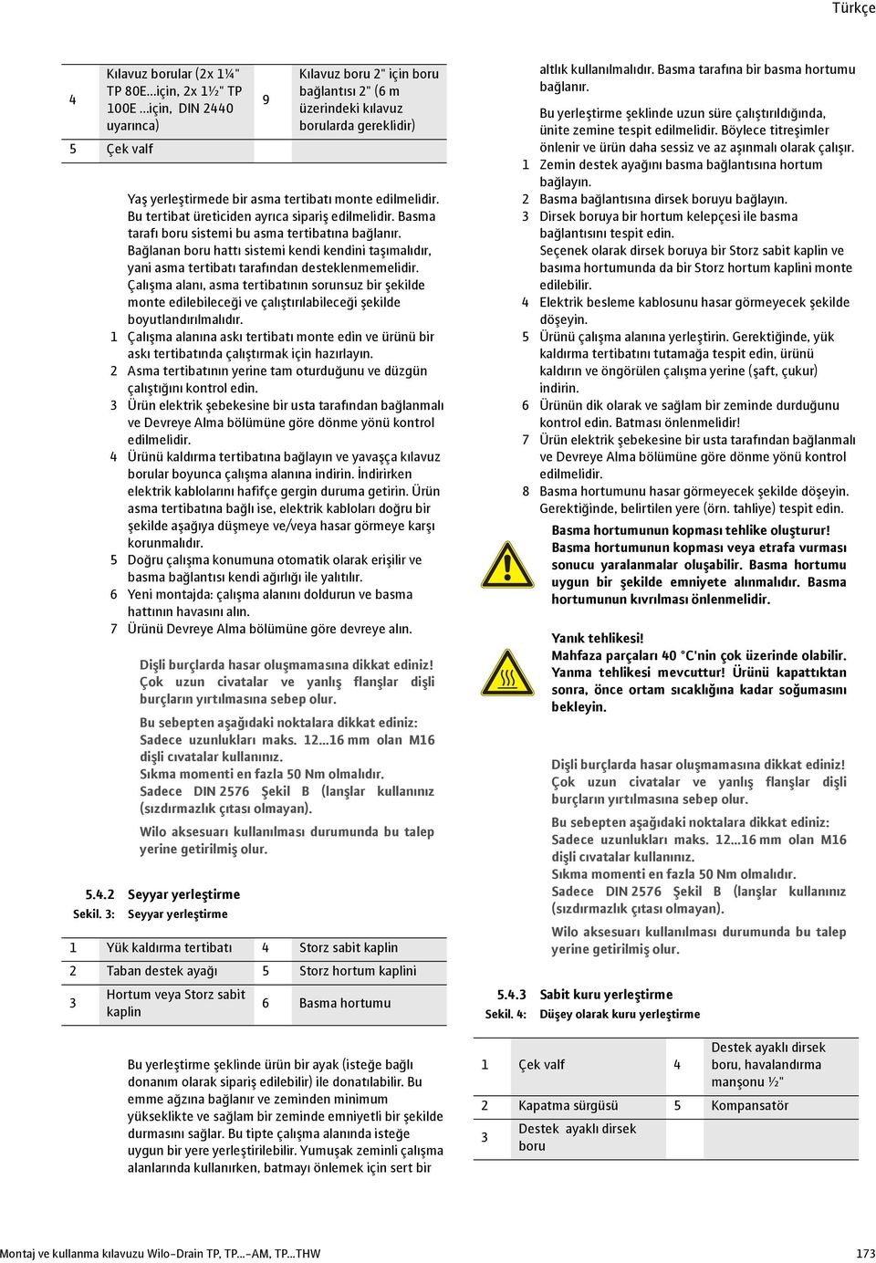 Çalışma alanı, asma tertibatının sorunsuz bir şekilde monte edilebileceği ve çalıştırılabileceği şekilde boyutlandırılmalıdır.