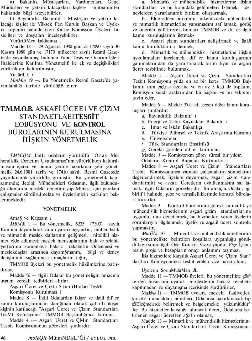 Kasım 1980 gün ve 17170 mükerrer sayılı Resmî Gazete'de yayımlanmış; bulunan Yapı, Tesis ve Onarım İşleri İhalelerine Katılma Yönetmelifi ile ek ve değişiklikleri yürürükten kaldırılmıştır, YtatârlUk