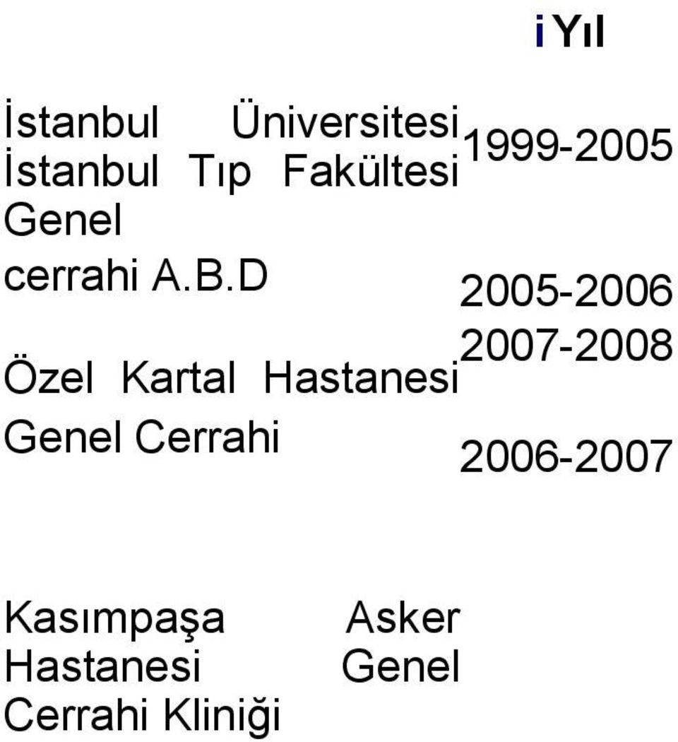 D 2005-2006 2007-2008 Özel Kartal