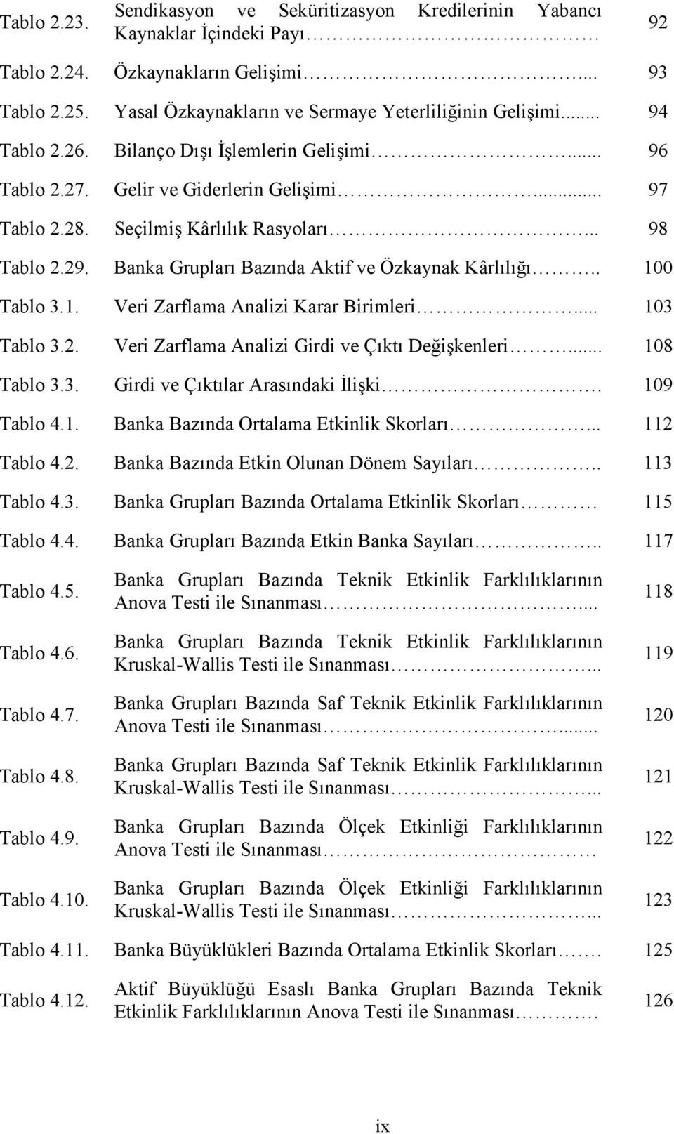 Banka Grupları Bazında Aktif ve Özkaynak Kârlılığı.. 100 Tablo 3.1. Veri Zarflama Analizi Karar Birimleri... 103 Tablo 3.2. Veri Zarflama Analizi Girdi ve Çıktı Değişkenleri... 108 Tablo 3.3. Girdi ve Çıktılar Arasındaki İlişki.