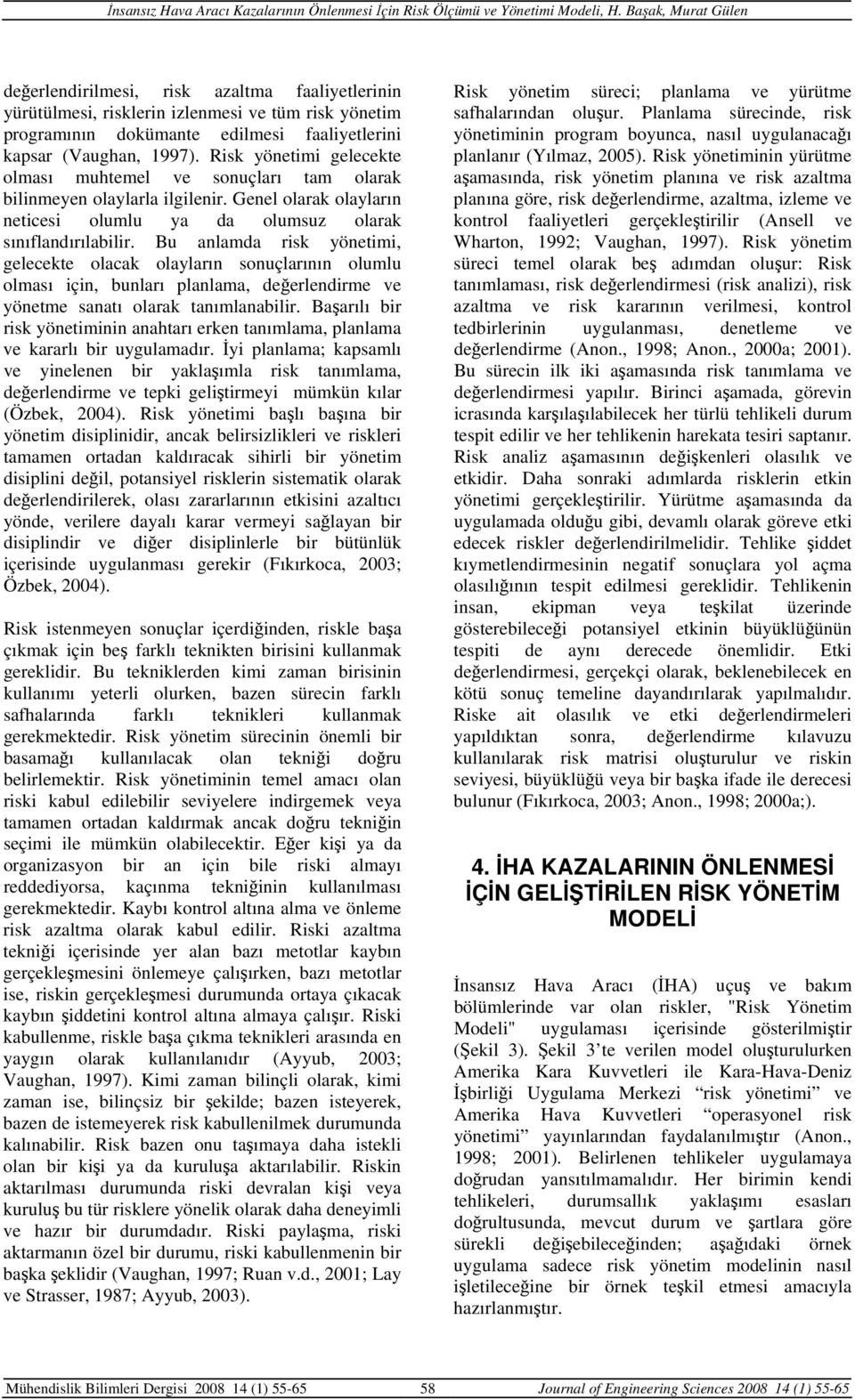 Bu anlamda risk yönetimi, gelecekte olacak olayların sonuçlarının olumlu olması için, bunları planlama, değerlendirme ve yönetme sanatı olarak tanımlanabilir.