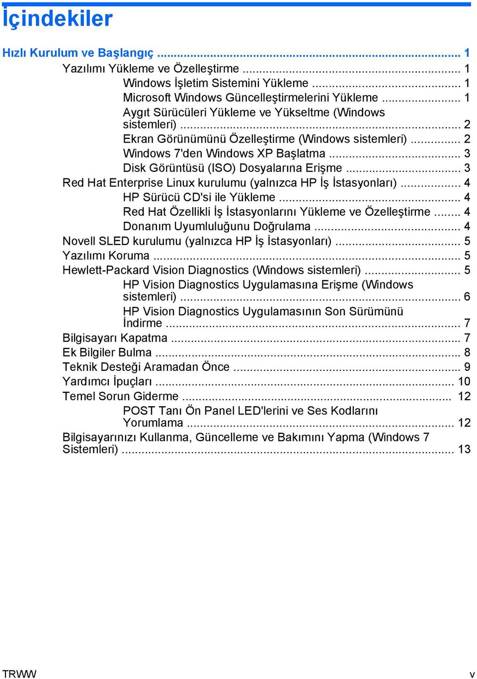 .. 3 Disk Görüntüsü (ISO) Dosyalarına Erişme... 3 Red Hat Enterprise Linux kurulumu (yalnızca HP İş İstasyonları)... 4 HP Sürücü CD'si ile Yükleme.