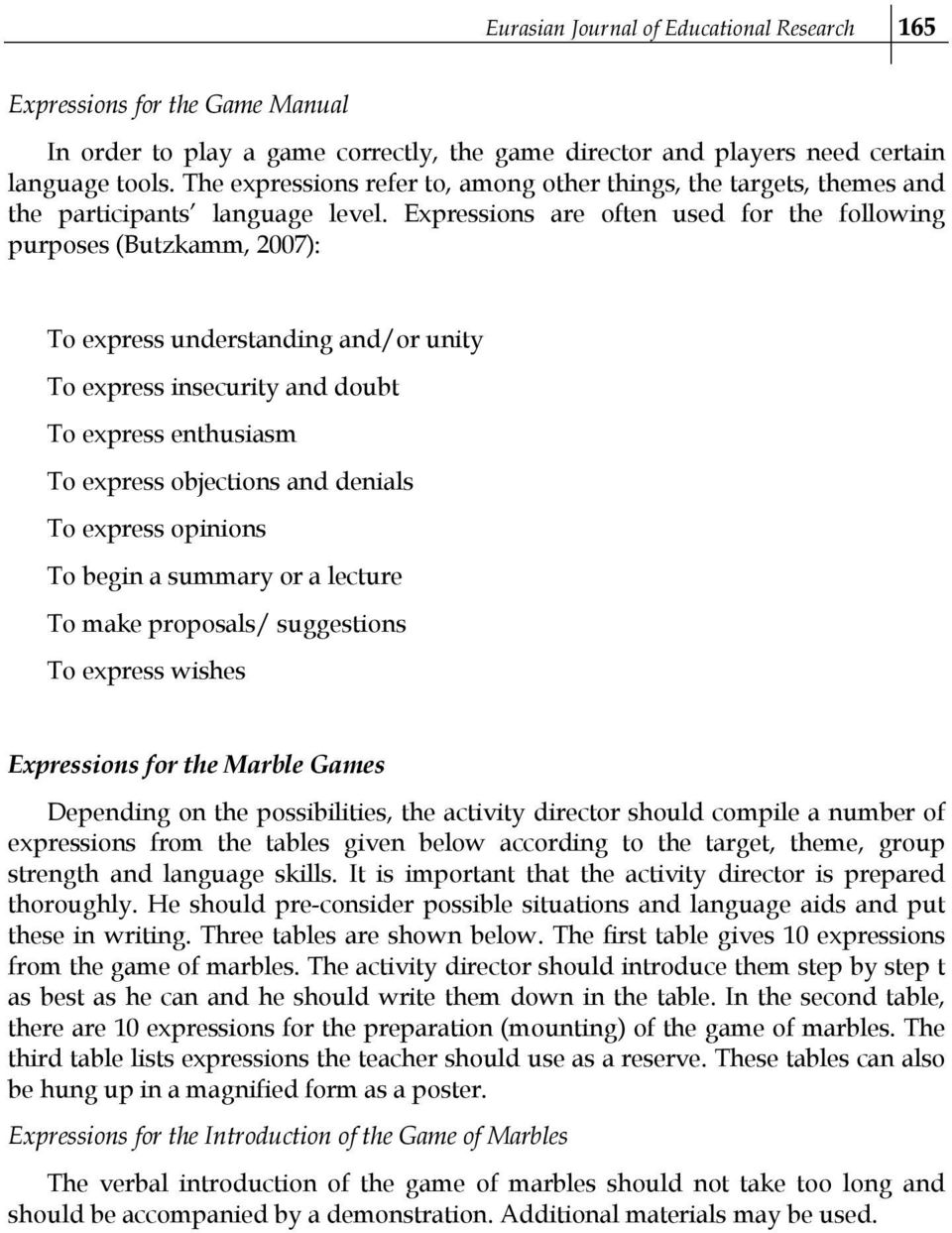 Expressions are often used for the following purposes (Butzkamm, 2007): To express understanding and/or unity To express insecurity and doubt To express enthusiasm To express objections and denials