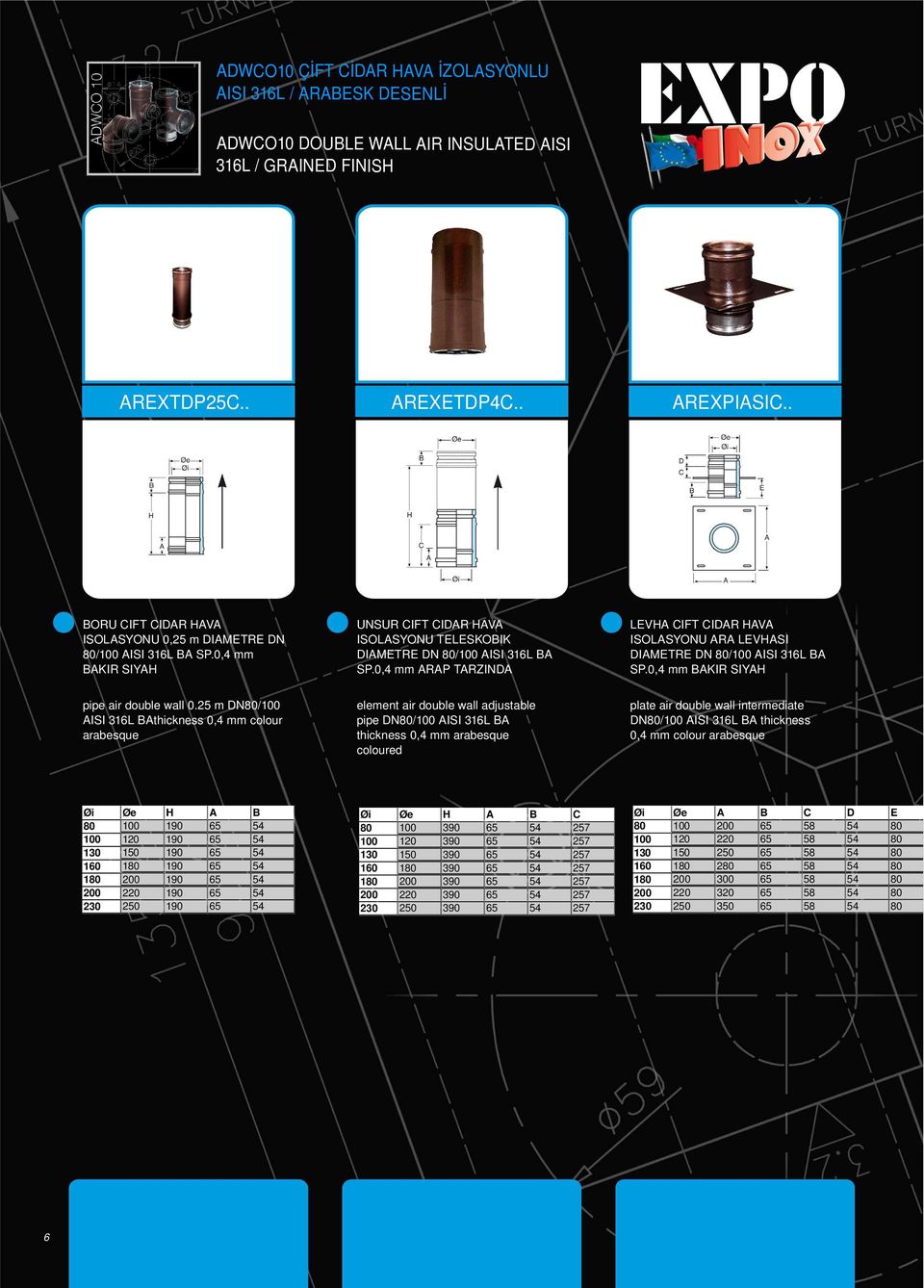 0,4 mm BAKIR SIYAH pipe air double wall 0.