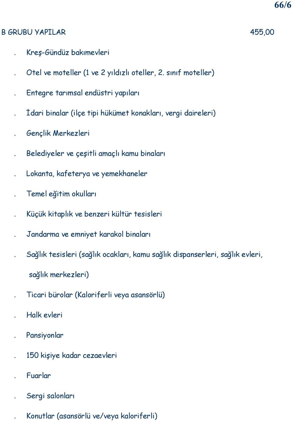 Temel eğitim okulları. Küçük kitaplık ve benzeri kültür tesisleri. Jandarma ve emniyet karakol binaları.