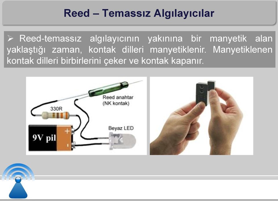 yaklaştığı zaman, kontak dilleri manyetiklenir.