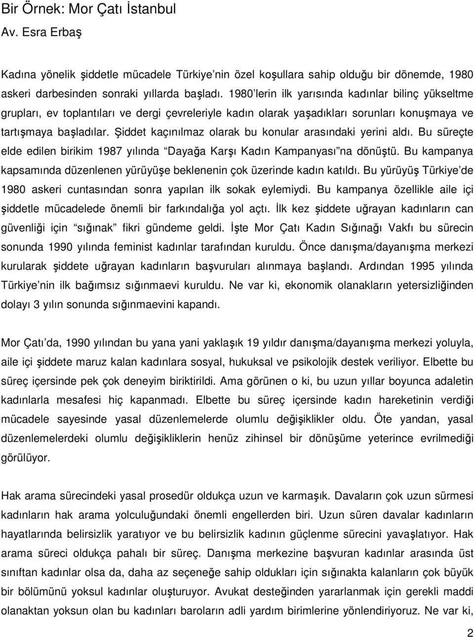 Şiddet kaçınılmaz olarak bu konular arasındaki yerini aldı. Bu süreçte elde edilen birikim 1987 yılında Dayağa Karşı Kadın Kampanyası na dönüştü.