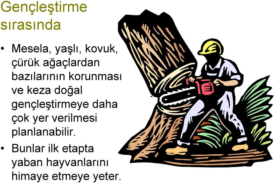 gençleştirmeye daha çok yer verilmesi planlanabilir.