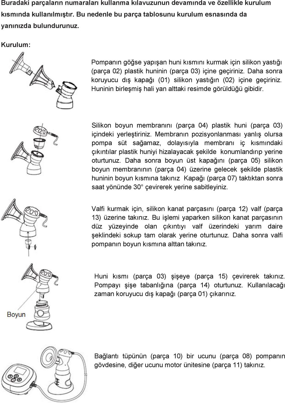 Daha sonra koruyucu dış kapağı (01) silikon yastığın (02) içine geçiriniz. Huninin birleşmiş hali yan alttaki resimde görüldüğü gibidir.