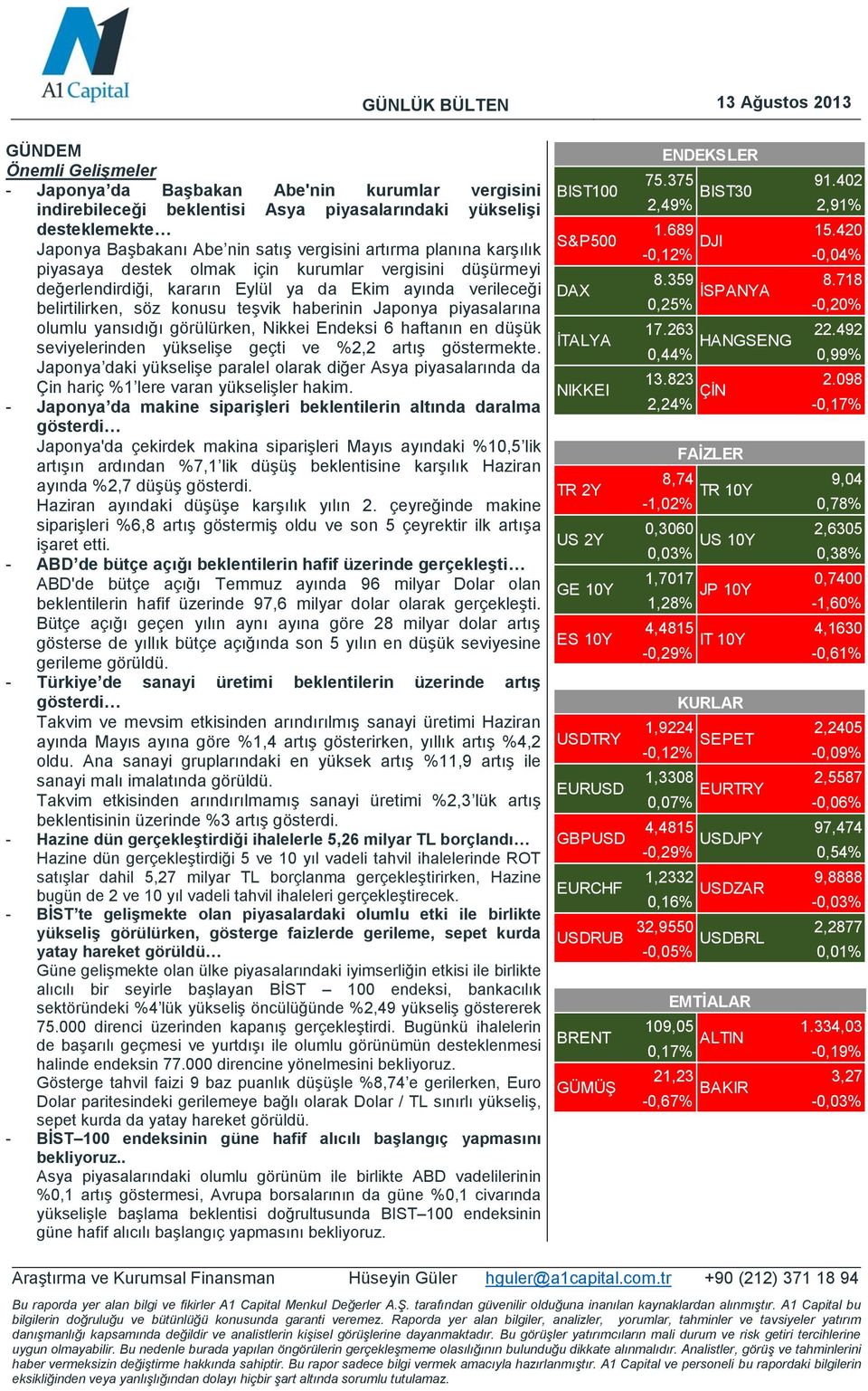 haberinin Japonya piyasalarına olumlu yansıdığı görülürken, Nikkei Endeksi 6 haftanın en düşük seviyelerinden yükselişe geçti ve %2,2 artış göstermekte.