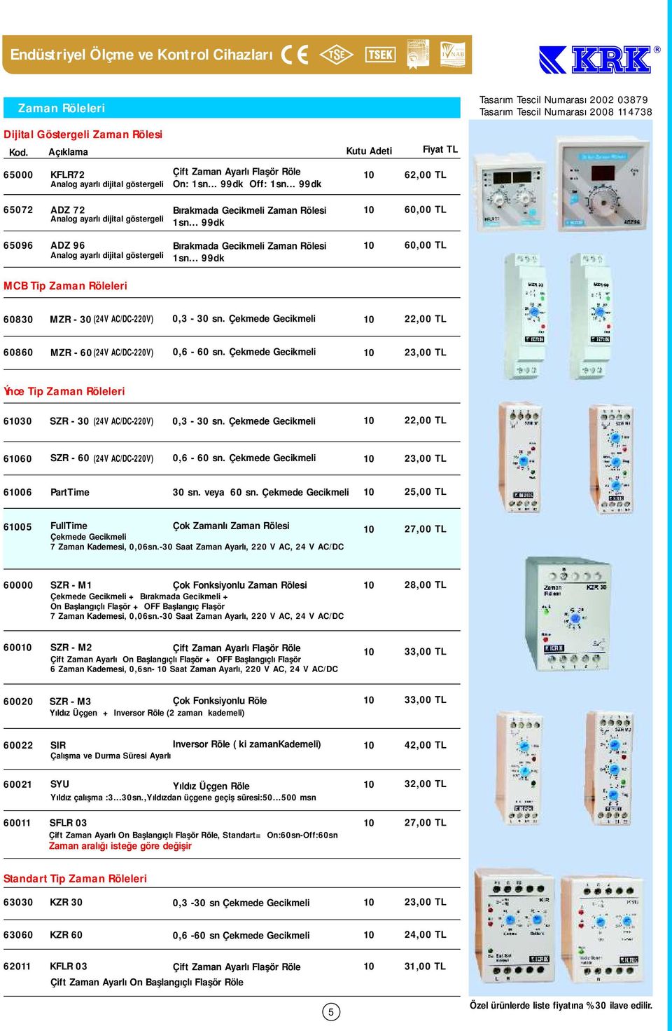 .. 99dk,00 TL 9 ADZ 9 Analog ayarlı dijital göstergeli Bırakmada Gecikmeli Zaman Rölesi sn... 99dk,00 TL MCB Tip Zaman Röleleri MZR - (V AC/DC-2V) 0,3 - sn.
