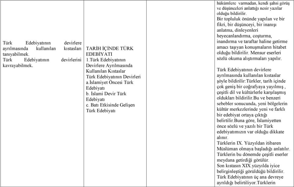 Batı Etkisinde Gelişen Türk Edebiyatı hükümlere varmadan, kendi şahsi görüş ve düşünceleri anlattığı nesir yazılar olduğu bildirilir.