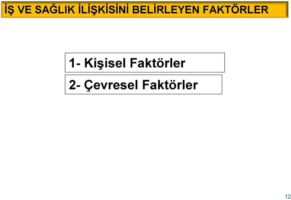 FAKTÖRLER 1- Kişisel