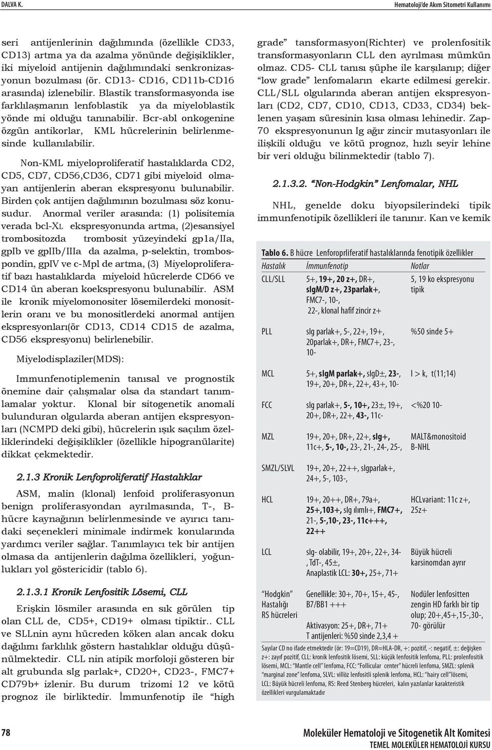 (ör. CD13- CD16, CD11b-CD16 arasında) izlenebilir. Blastik transformasyonda ise farklılaşmanın lenfoblastik ya da miyeloblastik yönde mi olduğu tanınabilir.