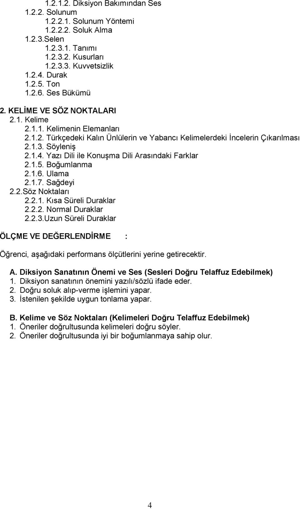 Yazı Dili ile Konuşma Dili Arasındaki Farklar 2.1.5. Boğumlanma 2.1.6. Ulama 2.1.7. Sağdeyi 2.2.Söz Noktaları 2.2.1. Kısa Süreli Duraklar 2.2.2. Normal Duraklar 2.2.3.